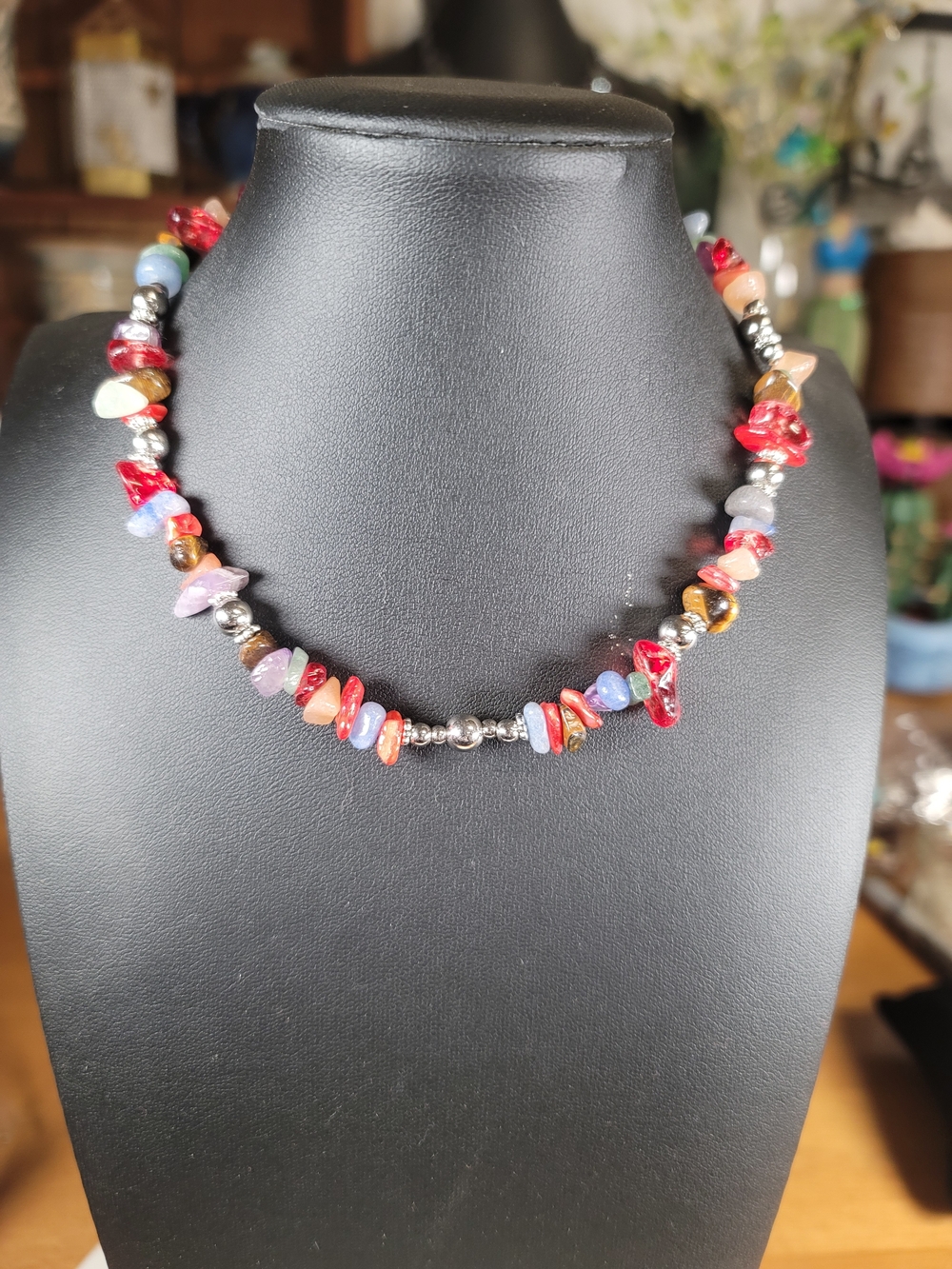paparazzi Red Multicolor Chip Bead Necklace
